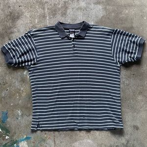 Large Patagonia Navy/Gray Striped Polo